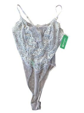 Honeydew Lace Mesh Teddy Thong Bodysuit NWT size Medium Lingerie Purple Lilac